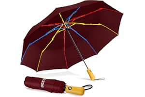 BESTKEE Ombrello Pieghevole, Ombrello Tascabile, Automatico Apri Chiudi, rivestimento in teflon 210T, 8 Stecche Costole Arcobaleno, ombrello da viaggio per uomini e donne, Diametro 100 cm (Rosa)