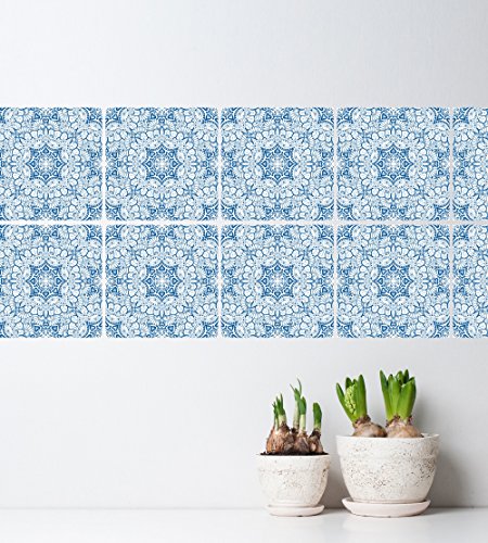 Dekorative Stickerfliesen mit tollen Motiven und Ornamenten für Wände und Fliesen | 12 teiliges Set | seidenmatt | 15x15cm - 2