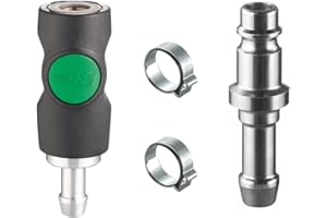 AUPROTEC Kit d’Accouplement à air comprimé avec Raccord Rapide de Sécurité Prevost 8mm Embout et Colliers