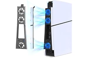 AriKroii Ventilador para PS5 Slim, PS5 Slim Ventilador de Refrigeración con 2 Niveles de Refrigeración y luz LED y USB 3.0, Refrigeracion para 2023 PS5 Slim Digital & Disc Editions PS5 Slim Accesorios