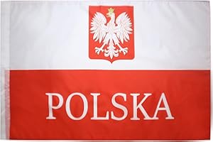 AZ FLAG Bandera de Polonia con Aguila Alternativo 90x60cm para un Palo - Bandera POLACA con Armas 60 x 90 cm Poliester Ligero
