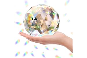 BESIMPLE Bola de Cristal Transparente Prisma atrapasueños Arco Iris, Bola de Mirada facetada Esfera para Ventana, Feng Shui, decoración de jardín de Oficina en casa (100 mm/3.94 Pulgadas)