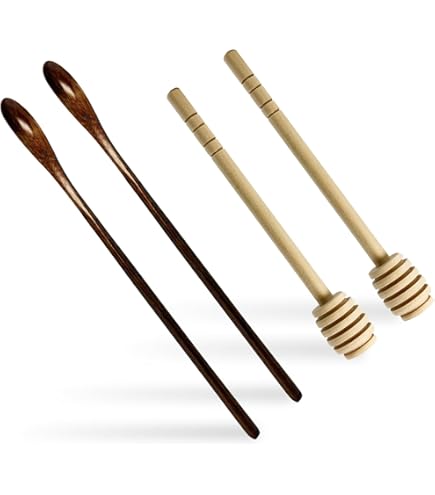 Set 4 Agitatori E Cucchiai Per Miele In Legno - Design Naturale E Pratico - Foto 4
