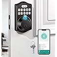 Koeay Security Smart Lock, Keyless Entry Door Lock with Keypad, Smart Deadbolt Lock for Front Door with 2 Keys, Built-in Wi-Fi, App Remote Control, Auto Lock, Easy Installation (Black)
