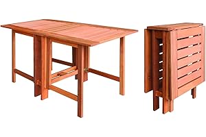 GDLC Tavolo Rettangolare 130x60x72 CM Pieghevole Giardino Legno MASSELLO RICHIUDIBILE