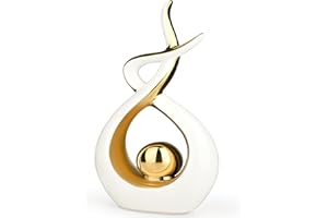 Ntmaichy Modern Abstract Art Ceramic Statue, Elegant Ceramic Spiral Sculpture Home Decoration Living Room Ornaments, Hopeful Flame Sculpture for Office Table Livingroom (White)