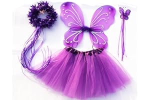 Tante Tina Girls’ Butterfly Fairy Costume, 4-Piece Set Includes Fairy Wings / Butterfly Wings, One Size
