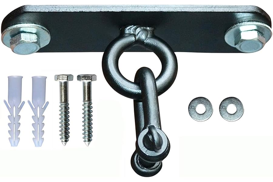 AQF Boxing Punch Bag Iron Ceiling Hook | Heavy-Duty Boxing Bracket Swivel for Hanging Punching Bags | 18-Gauge Ceiling Mount Hanger with D-Shackle, Bolts & Wall Plugs | Holds up to 150 kg