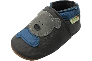 SAYOYO Weicher Leder Lauflernschuhe Krabbelschuhe Babyhausschuhe Kleinkind Lederschuhe Jungen und Mädchen