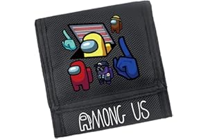 POONGNEE Game Around Slim Canvas Wallets Among Front Pocket Tri-Fold with Card Slots Holder and ID Window for Teen Boys Girls Kids Wallet Gift, black, Style 3