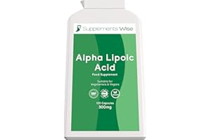 SUPPLEMENTS WISE Alpha Lipoic Acid 300mg - 120 Capsules - Daily ALA Supplement with R-ALA and S-ALA - Brain and Nerve Health - Maintain Blood Sugar and Glucose Metabolism - Powerful Antioxidant Tablet - 600mg Dose