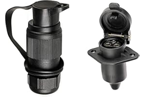 BEIJISTAR Spina per Rimorchio 3 Poli e Presa per Rimorchio 3 Poli, Spina per Trattore 3 Poli, 12V Connettore Presa Spina per Rimorchio 3 Poli Impermeabile, per RV Barca Caravan (2 Punti di Montaggio)