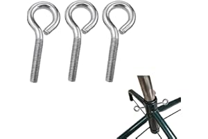 JEZIORO 3 Pcs Hooks and Eyes,Xmas Tree Stand Eye Hook,Stainless Screw Bolt,Flat Screws Fittings,Heavy Duty Steel Eyebolt,Screw-in Metal Expansion Bolts,for Christmas Trees,Garden,Outdoor Climbing Universal