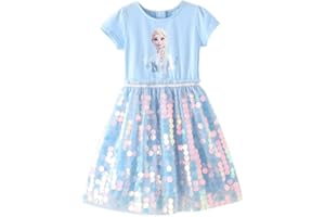 Renholin ELSA Kleider Shine Sommer Kleid Kurzarm Gefrorene Eiskönigin Prinzessin EIS Prinzessin Kostüm Mädchen Kinder Party Rock