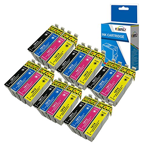 Fimpex Compatible Encre Cartouche Remplacement Pour Epson XP-102 XP-202 XP-205 XP-212 XP-215 XP-225 XP-30 XP-302 XP-305 XP-312 XP-315 XP-322 XP-325 XP-402 XP-405 XP-405WH XP412 18XL (B/C/M/Y, 24-Pack)
