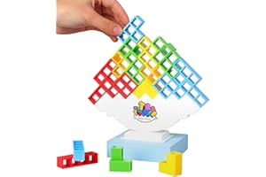 WeeKids Tetra Tower Balance Blocks de 48 pièces | Tetris Tower Jeu pour adultes et enfants 3+ | Jeu d'équilibre | Jouet Montessori éducatif