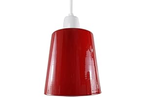 LEDSone Modern Metal Ceiling Light Shades Gloss Retro Easy Fit Light Shade 12.7cm Metal E27 Ceiling Pendant Light Lampshade for Wall Lamp and Table Lamp with Free Reducerplate (Red)