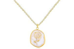 Tobestu Elegant Stainless Steel Rose Enamel Pendant Necklace Versatile and Minimalist for Women YA4317