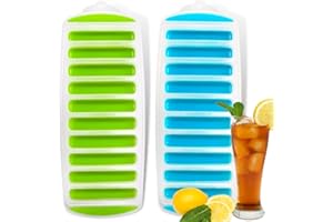 Crethink Lot de 2 bacs à glaçons en silicone et plastique - 10 cavités - Pour rafraîchir le whisky, les cocktails, les boissons - Démoulage facile (Couleur aléatoire)