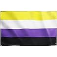 Runesol Non Binary Flag, 91x152cm, (3ft x 5ft) Non-Binary Banner, Pride Flag, 4 Grommets, Eyelet in Every Corner, LGBTQ+, Parade, Festival, Party, Carnival, Premium Flags, Inside, Outside
