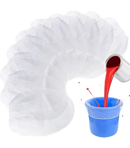 ROLLINGDOG Farbsiebbeutel 5er Set – 1,8 Liter, Feines Weißes Netz, Elastische Öffnung Für Saubere Farben