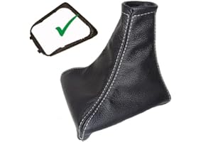 THE TUNING-SHOP LTD Gear Stick Gaiter with Plastic Frame Black Leather Grey Stitching