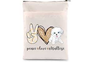 PLITI Maltese Book Sleeve Maltese Lover Gift Maltese Dog Owner Gift Peace Love Maltese Book Protector for Animal Lover (Peace Maltese BSU)