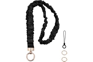 Fukaisu Stretchigt Scrunchie Snodd, Söta Stretchiga Halsband med 2 Ringar och 1 Mobiltelefonrem för ID Brickor Nycklar Infäll
