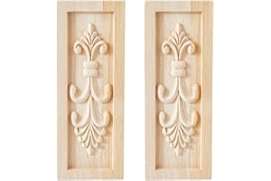 SUPERFINDINGS Applique In Legno di Caucciù Intagliato, Decorazione Angolare In Stile Europeo, Centrotavola con Fiori, per Porta, Armadio, Letto, Decorazione Non Verniciata (Piccole Dimensioni)