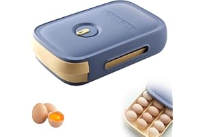 WTZWYFWJ Contenitore per Uova,Vassoio per Uova per Frigorifero (18-20 Uova),Con Indicatore Di Freschezza,Promemoria Data, Contenitore Con Foro Traspirante E Vassoio Impilabile in Plastica per Uova(Verde)