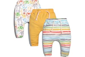 CuteOn 3 Pacco Unisex Bambini Bambino Piccolo Harem Pantaloni Cotone Elastico Trousers