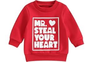 Xeadoffubio Toddler Baby Valentines Day Sweatshirt, Newborn Baby Unisex Oversized Outfit Newborn Toddler Baby Boy Clothes Long Sleeve Round Neck Heart Letter Print Tops