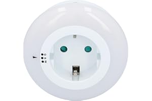 UNITEC LED-Nachtlicht mit Steckdose | Orientierungslicht | 3 Farbtöne | Dämmerungssensor | Zwischenstecker mit Beleuchtung | rund