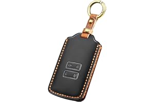 OFF WE GO Carcasa Funda de Piel con Llaveros para Llave Mando Llave del Coche con Renault Funda Carcasa Llave Coche Compatible con Dacia Duster Clio Megane Sandero Arkana Kadjar Captur Koleos, Negro