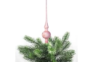 ‎THÜRINGER GLASDESIGN Jack Christbaumspitze Thüringer Glas 28cm Spitze Mundgeblasen Eislack Glanz Matt, Farbe:Rosé