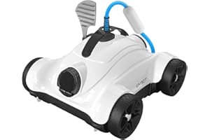 WYBOT Grampus 400 Limpiafondos Piscina, Súper Succión 150W, Motor Dual, 3 Opciones de Tiempo de Trabajo, Ángulo de Boquilla Ajustable, Apto para Piscinas de Fondo Plano