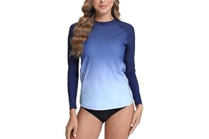 SURFEASY Rashguard Femme Manche Longue, Séchage Rapide Maillot de Bain pour Natation Surf