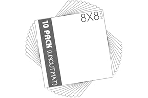 MBC MAT BOARD CENTER Matte Board Center, 10 Stück, 20,3 x 20,3 cm, ungeschnittene, weiße Matten, säurefrei, 4-lagige Dicke, weißer Kern – ideal für Bilder, Fotos, Rahmenrückseite