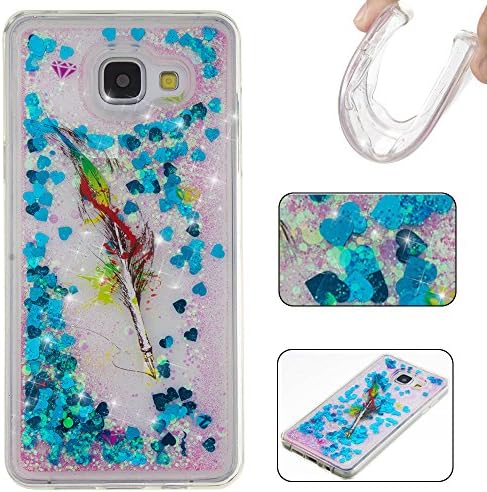 MOONCASE Galaxy A5 (2016) Case, Bling Glitter Case Cover for Samsung Galaxy A5 (2016) A510 Creative Liquid Flowing Floating Design Transparent Soft TPU Gel Silicone Skin (Feather)