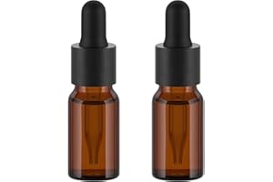 Essenciales 2 flaconi contagocce in vetro ambrato per oli essenziali, massaggio, aromaterapia, flacone da laboratorio, ambra, 10 ml
