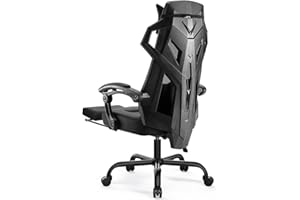 GTPLAYER Mesh Gaming Chair with Footrest 3D Stereoscopic Frame Support Ergonomic Fabric CoverReclining Computer Office Desk Chair Height Adjustable