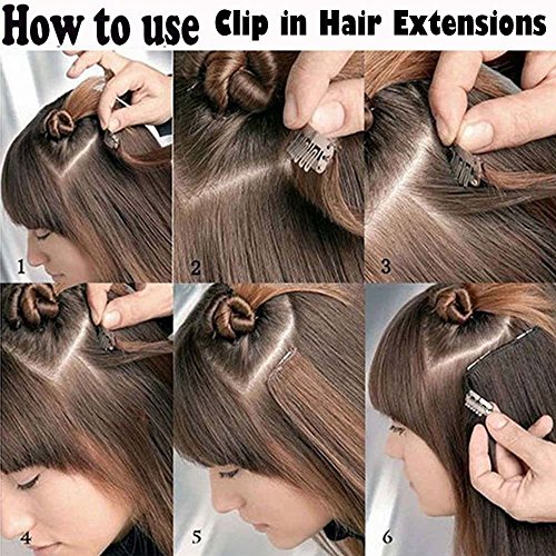 Neverland 22 „Full-Kopf-Klipp in den Haar-Verlangerungen Ombre Gerade Dip Dye 7Pcs (Natural Schwarz Silbergrau) - 4