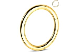 OUFER Piercing de nariz de titanio de 16 g, aretes de oro para cartílago, aretes de hélice, aro con bisagras, aro de nariz dorado, joyería para mujer, 5/6/7/8/9/10/11/12/13 mm