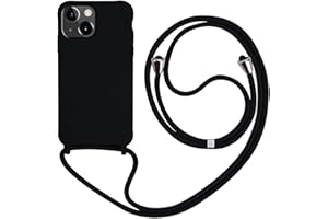 MEVIS MEIVS Funda Compatible con iPhone 13, Ajustable Collar Correa de Cuello CordónCarcasa de Silicona-Negro