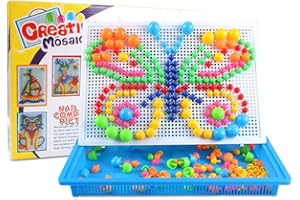 Tutamaz Montessori Mosaic Plug-in Game from, Steckspielzeug Mosaik Steckspiel Pädagogisches Kinderspielzeug Kreatives Spielzeug Steckmosaik Steckbausteine Bausteine Lernspielzeug für JungenMädchen