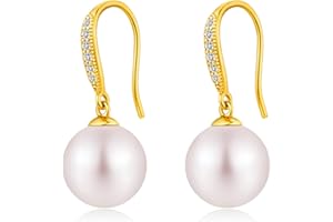 Jiamiaoi damskie, srebrne kolczyki z perłami, wiszące, perła słodkowodna, 10 mm, srebro, perła