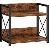 Shoper cart kitchen organizer rack, 2-Tier Spice Rack Organiser, Rustic Brown and Black, 30cm x 15.7cm x 26.4cm, Kitchen Coun