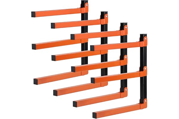 lalago 4 styck Fälg Väggfäste Bärkraft Upp Till 150KG, Garagefäste Vikbar, Cykelfäste Vägg, Garage Trä Lagerregal med 3-nivåer, Kaminvedsfäste Träregal Orange för inomhus och utomhus