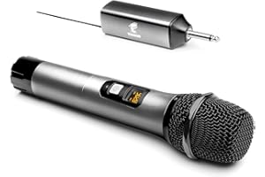 TONOR Wireless Microphone Kabellos, Drahtloses UHF Mikrofon Set für Karaoke 60m Reichweite, Kabelloses Funk Handmikrofon Dynamisch mit 6,35 Klinke Anschluss für Partybox, DJ, Kirche, Grey