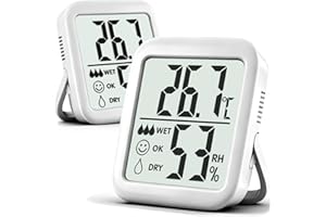 Antonki 2 Stück Thermometer Hygrometer Innen Raumthermometer, Digital Temperatur und luftfeuchtigkeitsmesser innen für Gewächshaus, Wohnzimmer, Babyzimmer, Weinkeller- Inklusive Batterie